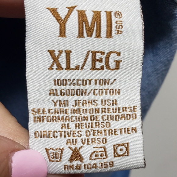 YMI Denim Jean Shirt Dark Cotton Silky Pearl Snap Buttons Women's XL - Picture 7 of 8